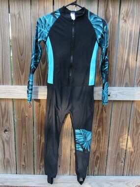 SBART Medium Full Body Women Black w/ Teal Wetsuit / Swimsuit / Watersports